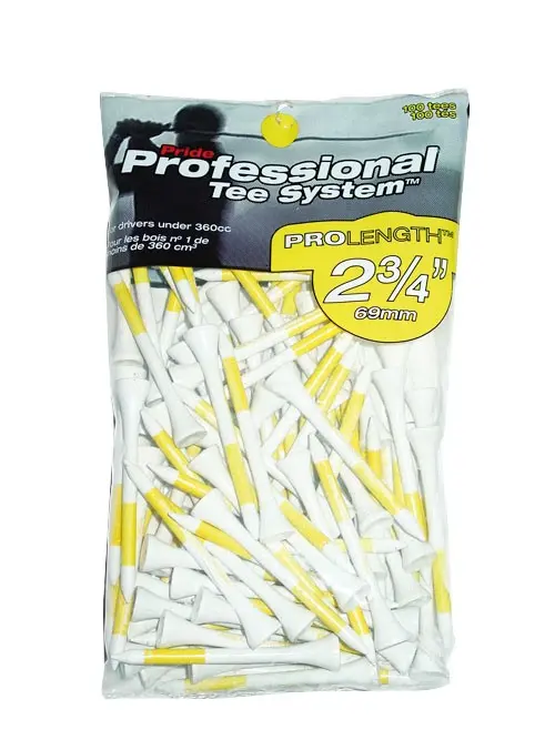 Tee Bois PRIDE 2 3/4 inch 69mm - 100 Pièces - Jaune - LEGEND