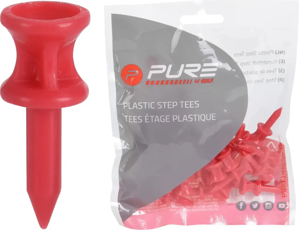 Tee Plastique 31mm - 30 Pièces - Rouge - PURE