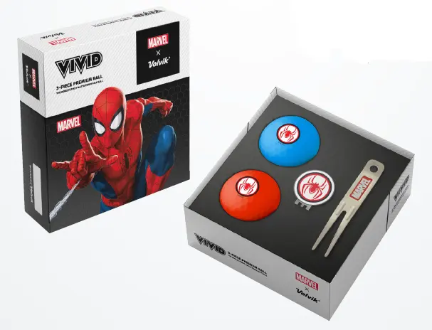 COFFRET SPIDER MAN-2 Balles + Marque Balle + Relève Pitch-VOLVIK